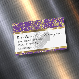 Classy Glitzy Hair Beauty Magnetic Business Card