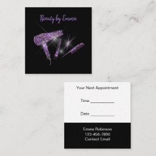Classy Glitzy Hairstylist Appointment Business Car Square Business Card