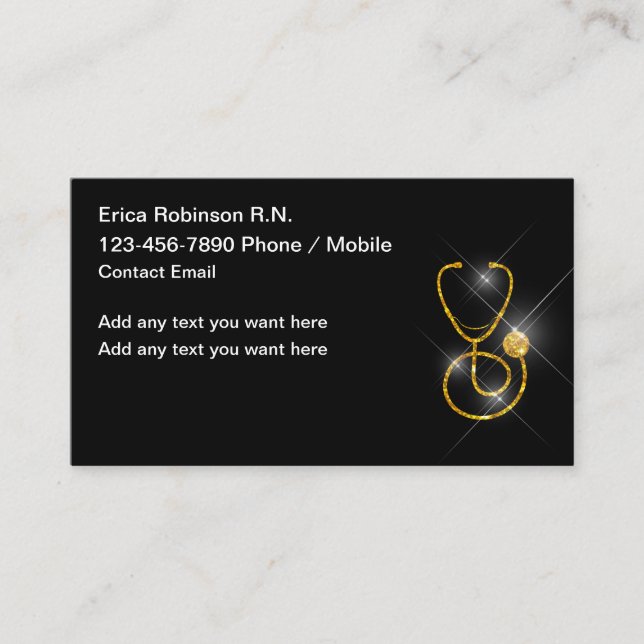 Classy Glitzy Registered Nurse Medical Business Card (Front)