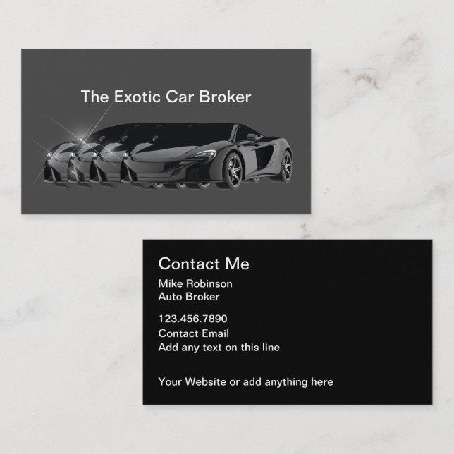 Classy Glossy Exotic Auto Broker  Business Card (Front/Back)