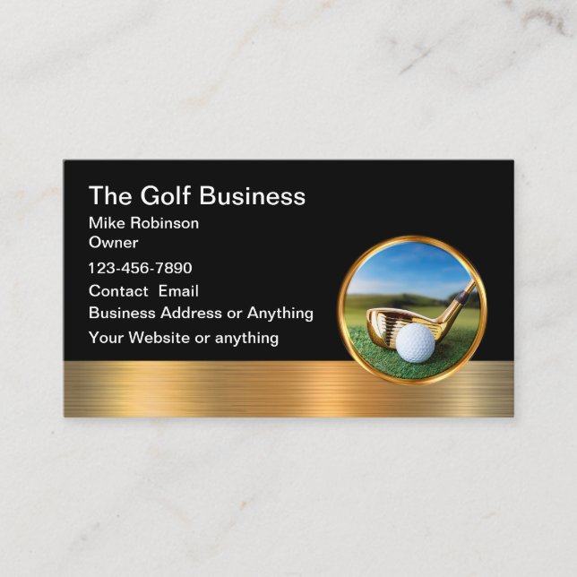 Classy Glossy Golf Theme Business Cards (Front)