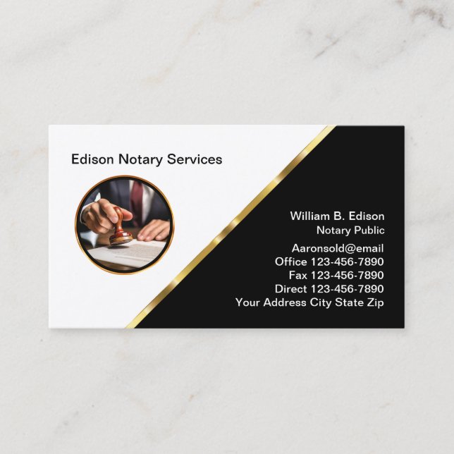 Classy Glossy Notary Public Business Card (Front)