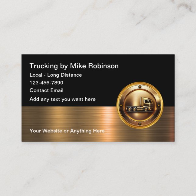 Classy Glossy Trucking Driver Business Cards (Front)