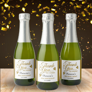 Classy Gold 60th Birthday Thank You Classic Round Sparkling Wine Label
