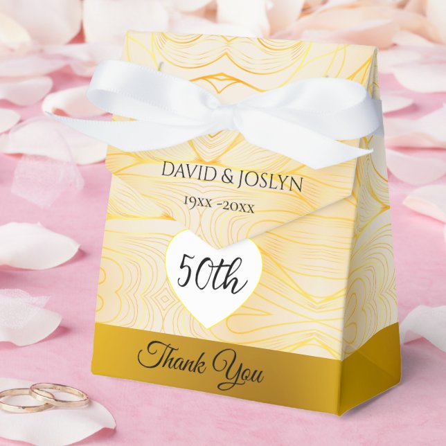 Classy Gold Abstract 50th Wedding Anniversary Cute Favour Box (Wedding)