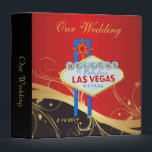 Classy Gold and Black Las Vegas Wedding Binder<br><div class="desc">This Las Vegas wedding album has a pretty gold, black, and red design with an optional design element of the famous welcome sign. Add a custom touch with your personalised wedding date. This bold design binder makes a perfect photo album: insert the type of photo pages you prefer or make...</div>