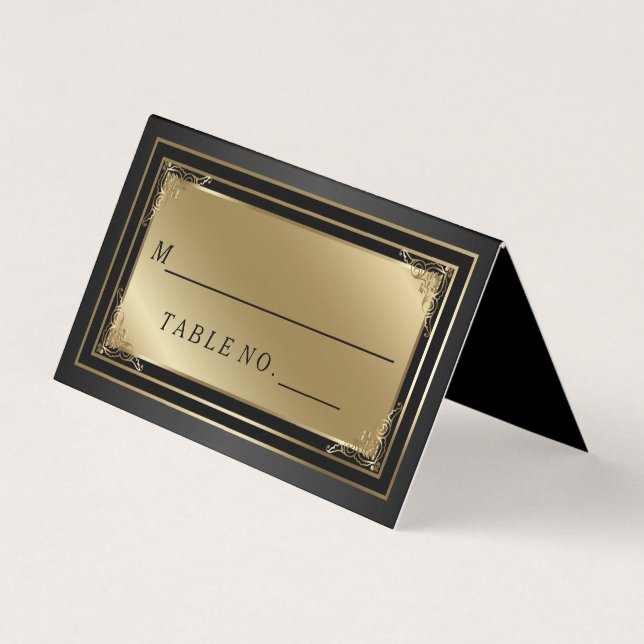 Classy Gold and Black Place Card (Front)