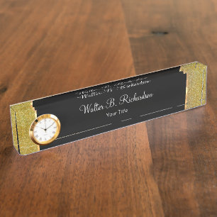 Classy Gold And Glitter Executive Office Desk Name Nameplate