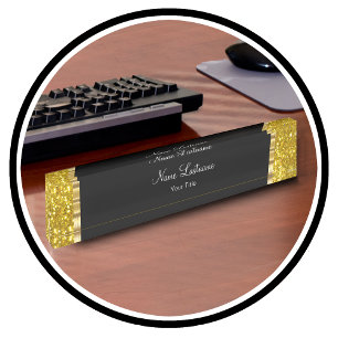 Classy Gold And Glitter Executive Office Nameplate