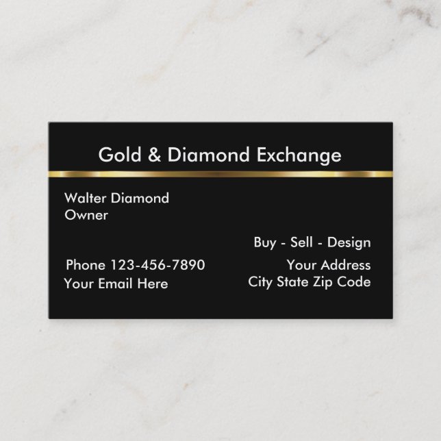 Classy Gold And Jewellery Business Business Card (Front)