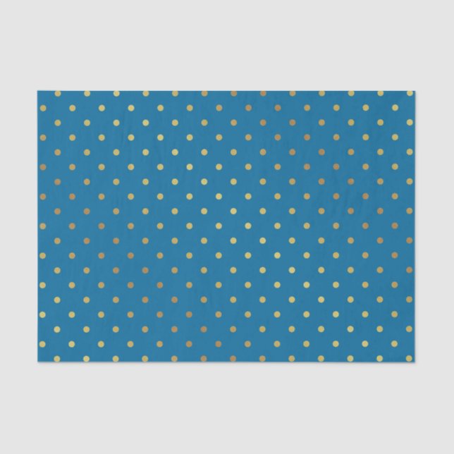 Classy Gold and Royal Blue Polka Dots Tissue Paper (Front)