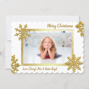 Classy Gold and White Custom Photo Christmas Invitation