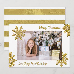 Classy Gold and White Custom Photo Christmas Invitation