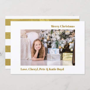 Classy Gold and White Custom Photo Christmas Invitation