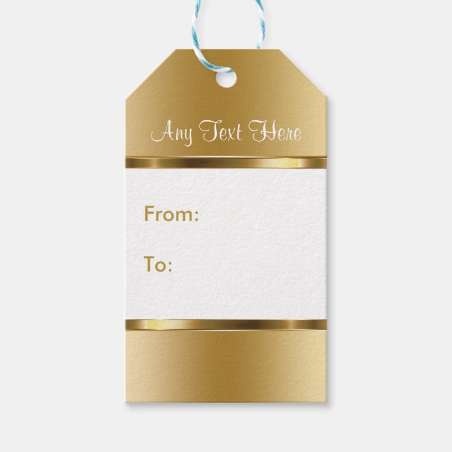 Classy Gold And White Gift Tags (Front)