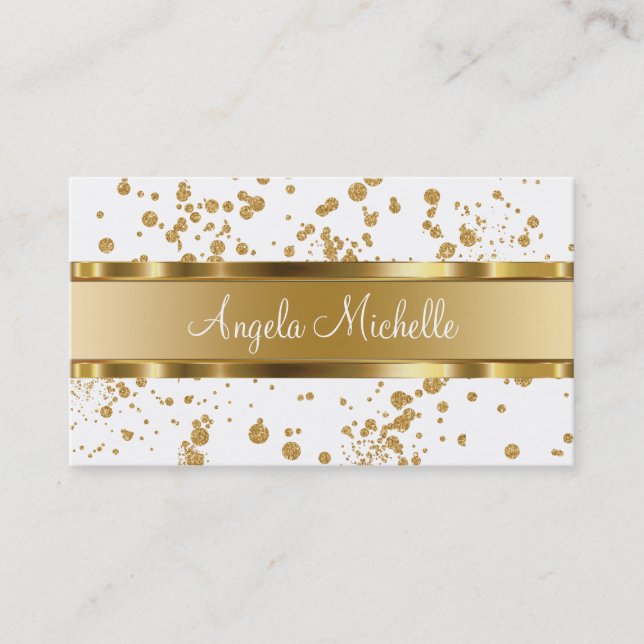 Classy Gold And White Professional Business Card (Front)