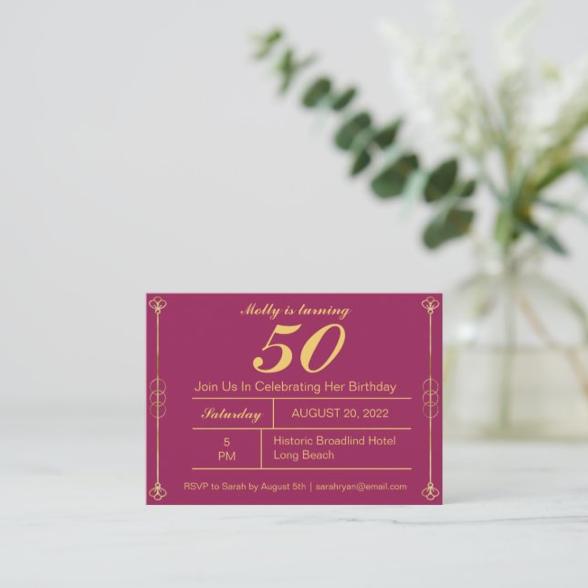 Classy Gold Birthday Invitation (Standing Front)