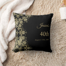 Classy Gold & Black Damask 40th Birthday