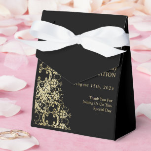 Classy Gold & Black Damask 40th Birthday Favour Box