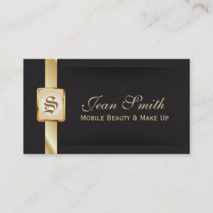 Classy Gold & Black Mobile Beauty Business Card