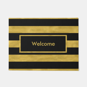 Classy Gold & Black Stripe Doormat