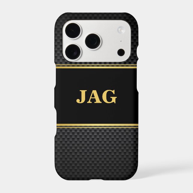 Classy Gold Black Textured Monogram (Back)