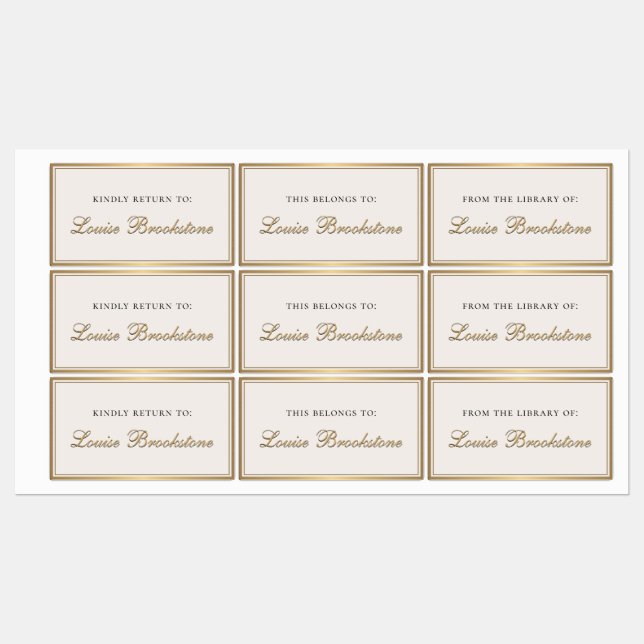 Classy Gold Bookplate Library Of Return To Labels (Sheet)