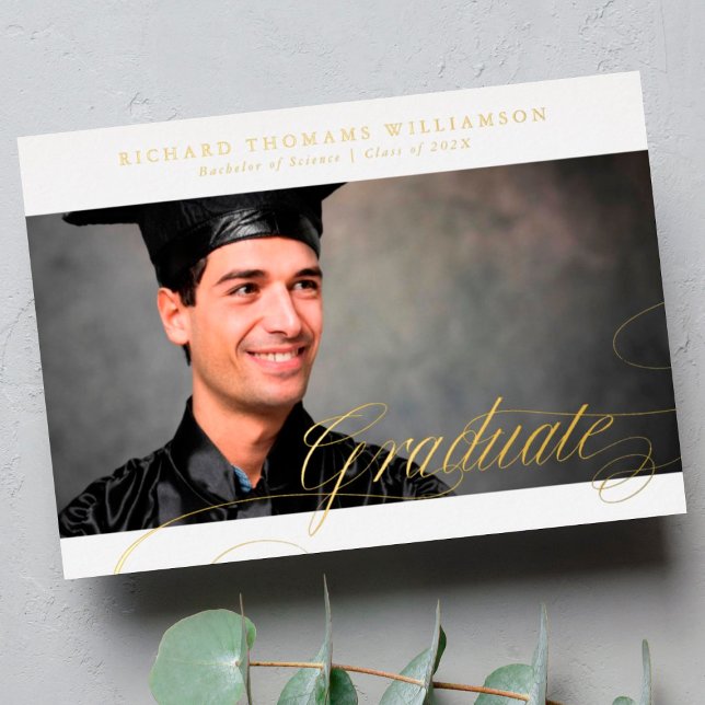 Classy Gold Calligraphy Photo College Graduation (Creator Uploaded)