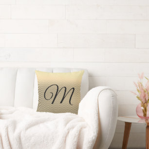 Classy Gold Chevron Monogram Cushion