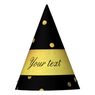 Classy Gold Confetti Black Party Hat