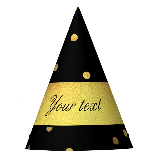 Classy Gold Confetti Black Party Hat (Front)