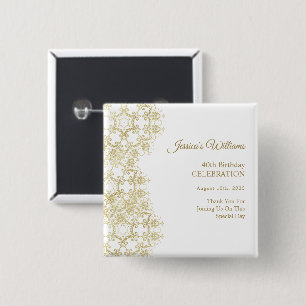 Classy Gold Damask 40th Birthday 15 Cm Square Badge
