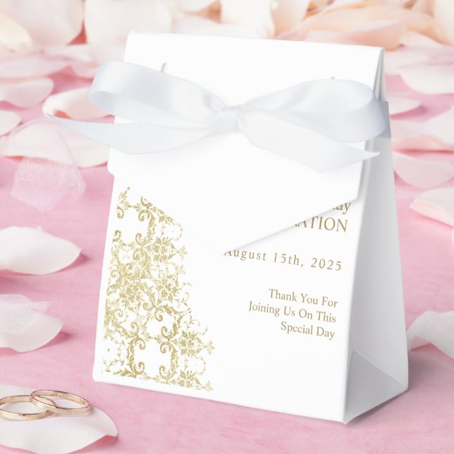 Classy Gold Damask 40th Birthday Favour Box (Wedding)
