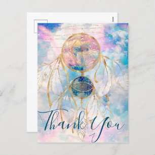 Classy Gold dreamcatcher Rainbow Clouds Sky design Holiday Postcard