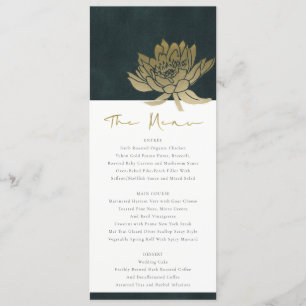 CLASSY GOLD EMERALD GREEN LOTUS FLORAL WEDDING MENU