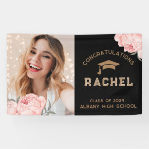 Classy Gold Floral Graduate Graduation Party Banner