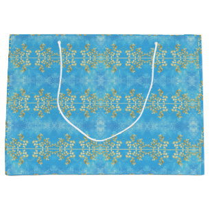 Classy Gold Floral Pattern Large Gift Bag