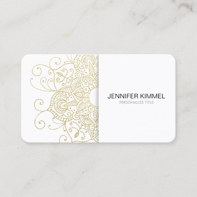 Classy Gold Foil Look Mandala Minimalist Business Card (Front)