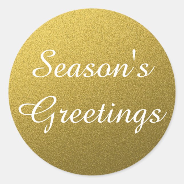 Classy Gold Foil Seasons Greetings Christmas Classic Round Sticker (Front)