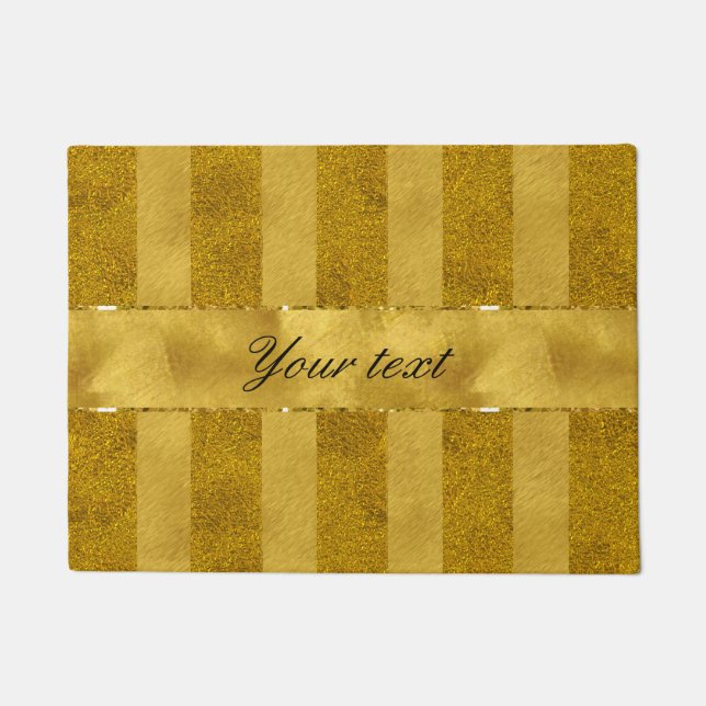 Classy Gold Foil Stripes Doormat (Front)