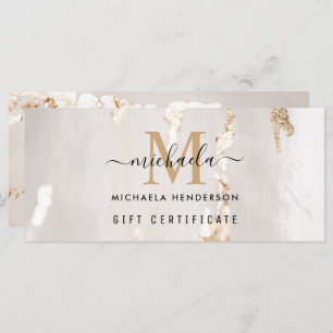 Classy Gold Foill Monogram Gift Voucher