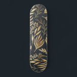 Classy Gold Foliage Botanical Grey Design Skateboard<br><div class="desc">Elegant and simple gold leaves,  houseplant foliage hand-drawn dark grey illustration,  filled with a beautiful fall greenery pattern,  faux gold foil leaves vegetation,  on a dark grey colour background. Botanical floral nature hand painting,  contemporary plant design.</div>