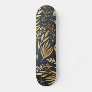 Classy Gold Foliage Botanical Grey Design Skateboard