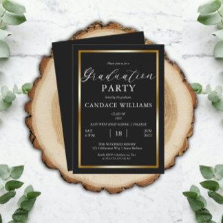 Classy Gold Frame Minimalist Graduation Party Invi Invitation