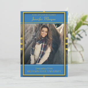 Classy Gold Frame Photo Graduation Invitation