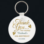 Classy Gold Green 50th Birthday Thank You Favour   Key Ring<br><div class="desc">50th birthday thank you favour gift keychain in classy green and gold typography .</div>
