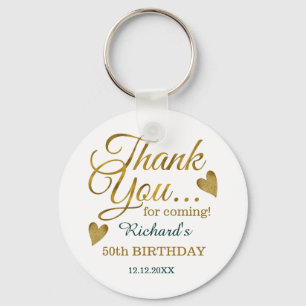 Classy Gold Green 50th Birthday Thank You Favour   Key Ring