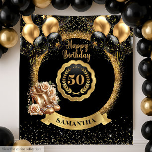 Classy Gold High Heels 50th Birthday Party Sign Tapestry