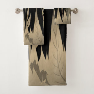 Classy Gold Leaf Design Bath Towel Set