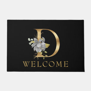 Classy Gold Monogram D with leavesDoormat Doormat